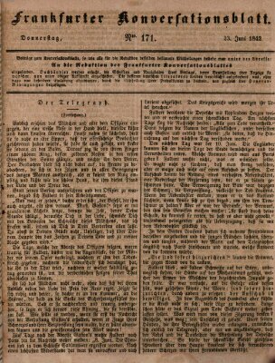 Frankfurter Konversationsblatt (Frankfurter Ober-Post-Amts-Zeitung) Donnerstag 23. Juni 1842