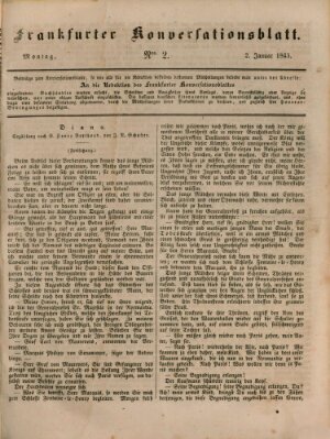 Frankfurter Konversationsblatt (Frankfurter Ober-Post-Amts-Zeitung) Montag 2. Januar 1843