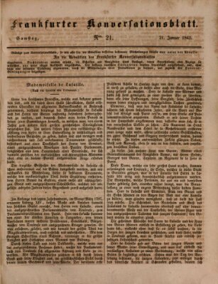 Frankfurter Konversationsblatt (Frankfurter Ober-Post-Amts-Zeitung) Samstag 21. Januar 1843