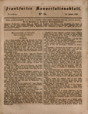 Frankfurter Konversationsblatt (Frankfurter Ober-Post-Amts-Zeitung) Dienstag 24. Januar 1843