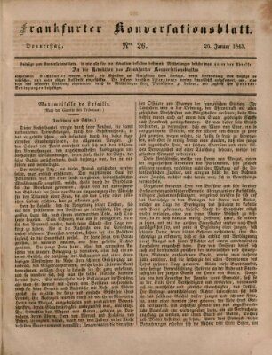 Frankfurter Konversationsblatt (Frankfurter Ober-Post-Amts-Zeitung) Donnerstag 26. Januar 1843