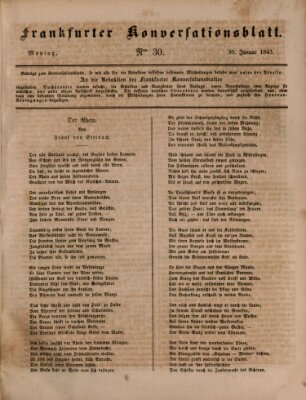 Frankfurter Konversationsblatt (Frankfurter Ober-Post-Amts-Zeitung) Montag 30. Januar 1843