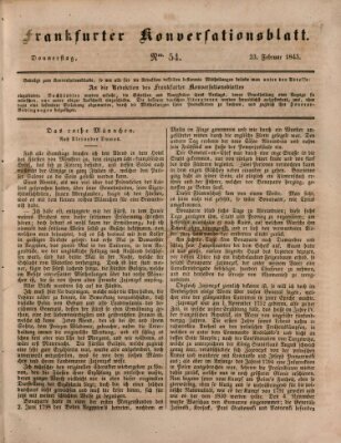 Frankfurter Konversationsblatt (Frankfurter Ober-Post-Amts-Zeitung) Donnerstag 23. Februar 1843