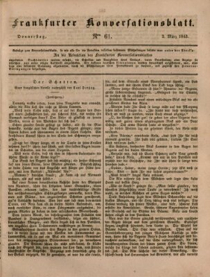 Frankfurter Konversationsblatt (Frankfurter Ober-Post-Amts-Zeitung) Donnerstag 2. März 1843