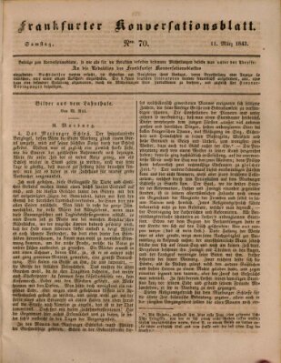 Frankfurter Konversationsblatt (Frankfurter Ober-Post-Amts-Zeitung) Samstag 11. März 1843