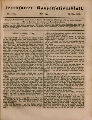 Frankfurter Konversationsblatt (Frankfurter Ober-Post-Amts-Zeitung) Montag 13. März 1843