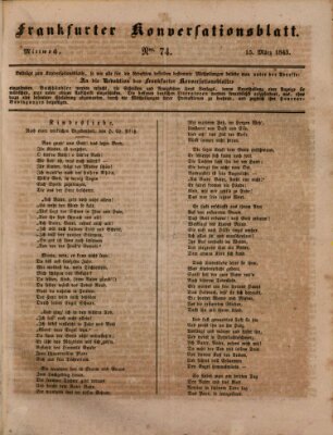 Frankfurter Konversationsblatt (Frankfurter Ober-Post-Amts-Zeitung) Mittwoch 15. März 1843