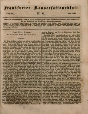 Frankfurter Konversationsblatt (Frankfurter Ober-Post-Amts-Zeitung) Samstag 1. April 1843