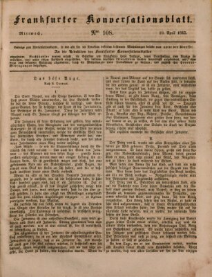 Frankfurter Konversationsblatt (Frankfurter Ober-Post-Amts-Zeitung) Mittwoch 19. April 1843