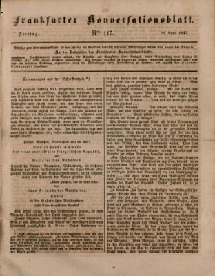 Frankfurter Konversationsblatt (Frankfurter Ober-Post-Amts-Zeitung) Freitag 28. April 1843