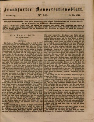 Frankfurter Konversationsblatt (Frankfurter Ober-Post-Amts-Zeitung) Dienstag 23. Mai 1843