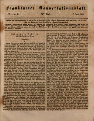 Frankfurter Konversationsblatt (Frankfurter Ober-Post-Amts-Zeitung) Mittwoch 7. Juni 1843