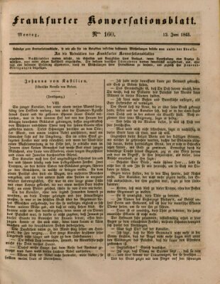 Frankfurter Konversationsblatt (Frankfurter Ober-Post-Amts-Zeitung) Montag 12. Juni 1843