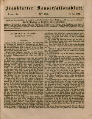 Frankfurter Konversationsblatt (Frankfurter Ober-Post-Amts-Zeitung) Donnerstag 15. Juni 1843