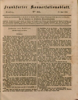 Frankfurter Konversationsblatt (Frankfurter Ober-Post-Amts-Zeitung) Samstag 17. Juni 1843