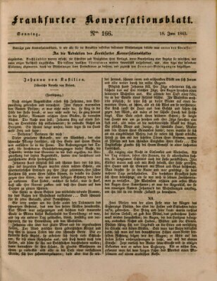 Frankfurter Konversationsblatt (Frankfurter Ober-Post-Amts-Zeitung) Sonntag 18. Juni 1843