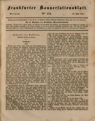 Frankfurter Konversationsblatt (Frankfurter Ober-Post-Amts-Zeitung) Mittwoch 28. Juni 1843