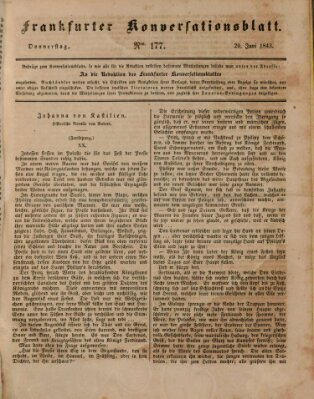 Frankfurter Konversationsblatt (Frankfurter Ober-Post-Amts-Zeitung) Donnerstag 29. Juni 1843