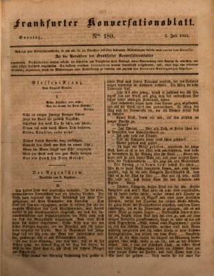 Frankfurter Konversationsblatt (Frankfurter Ober-Post-Amts-Zeitung) Sonntag 2. Juli 1843