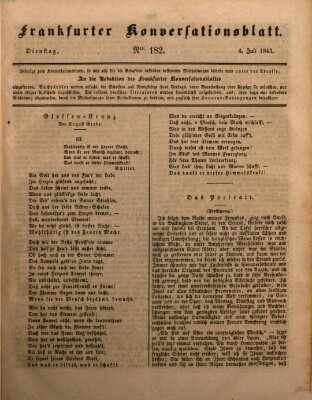 Frankfurter Konversationsblatt (Frankfurter Ober-Post-Amts-Zeitung) Dienstag 4. Juli 1843