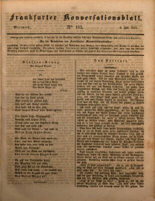 Frankfurter Konversationsblatt (Frankfurter Ober-Post-Amts-Zeitung) Mittwoch 5. Juli 1843