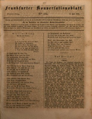 Frankfurter Konversationsblatt (Frankfurter Ober-Post-Amts-Zeitung) Donnerstag 6. Juli 1843