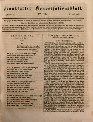 Frankfurter Konversationsblatt (Frankfurter Ober-Post-Amts-Zeitung) Freitag 7. Juli 1843