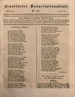Frankfurter Konversationsblatt (Frankfurter Ober-Post-Amts-Zeitung) Sonntag 9. Juli 1843