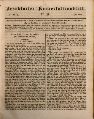 Frankfurter Konversationsblatt (Frankfurter Ober-Post-Amts-Zeitung) Dienstag 11. Juli 1843