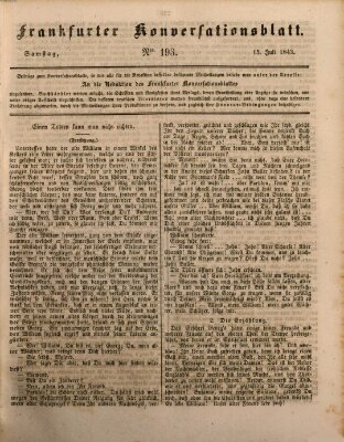 Frankfurter Konversationsblatt (Frankfurter Ober-Post-Amts-Zeitung) Samstag 15. Juli 1843