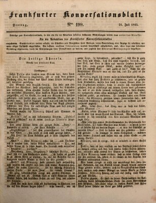 Frankfurter Konversationsblatt (Frankfurter Ober-Post-Amts-Zeitung) Freitag 21. Juli 1843