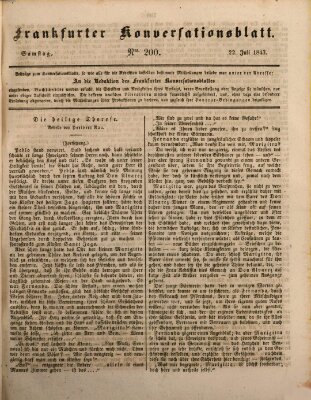 Frankfurter Konversationsblatt (Frankfurter Ober-Post-Amts-Zeitung) Samstag 22. Juli 1843