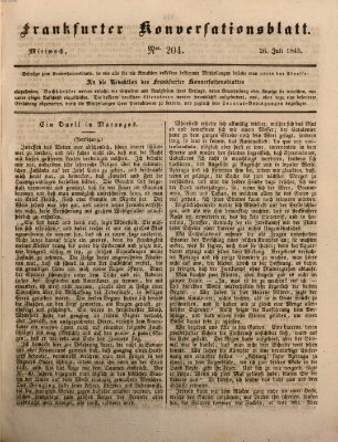 Frankfurter Konversationsblatt (Frankfurter Ober-Post-Amts-Zeitung) Mittwoch 26. Juli 1843