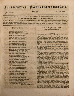 Frankfurter Konversationsblatt (Frankfurter Ober-Post-Amts-Zeitung) Samstag 29. Juli 1843