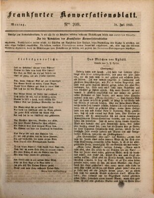 Frankfurter Konversationsblatt (Frankfurter Ober-Post-Amts-Zeitung) Montag 31. Juli 1843