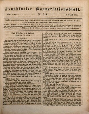 Frankfurter Konversationsblatt (Frankfurter Ober-Post-Amts-Zeitung) Sonntag 6. August 1843