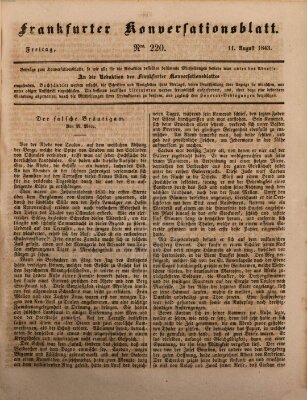 Frankfurter Konversationsblatt (Frankfurter Ober-Post-Amts-Zeitung) Freitag 11. August 1843