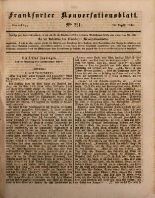 Frankfurter Konversationsblatt (Frankfurter Ober-Post-Amts-Zeitung) Samstag 12. August 1843