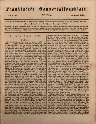 Frankfurter Konversationsblatt (Frankfurter Ober-Post-Amts-Zeitung) Samstag 26. August 1843