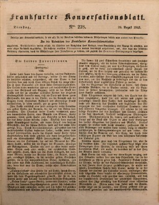 Frankfurter Konversationsblatt (Frankfurter Ober-Post-Amts-Zeitung) Dienstag 29. August 1843