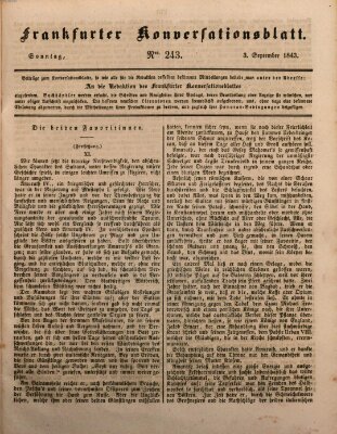 Frankfurter Konversationsblatt (Frankfurter Ober-Post-Amts-Zeitung) Sonntag 3. September 1843