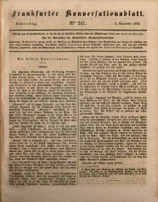 Frankfurter Konversationsblatt (Frankfurter Ober-Post-Amts-Zeitung) Donnerstag 7. September 1843