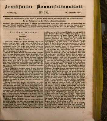 Frankfurter Konversationsblatt (Frankfurter Ober-Post-Amts-Zeitung) Dienstag 19. September 1843