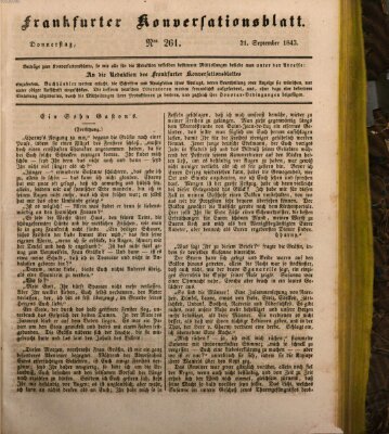 Frankfurter Konversationsblatt (Frankfurter Ober-Post-Amts-Zeitung) Donnerstag 21. September 1843