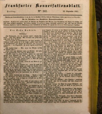 Frankfurter Konversationsblatt (Frankfurter Ober-Post-Amts-Zeitung) Freitag 22. September 1843