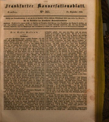 Frankfurter Konversationsblatt (Frankfurter Ober-Post-Amts-Zeitung) Samstag 23. September 1843