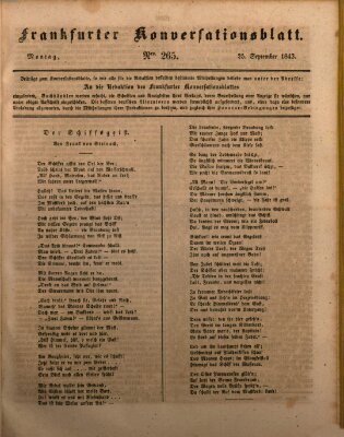 Frankfurter Konversationsblatt (Frankfurter Ober-Post-Amts-Zeitung) Montag 25. September 1843