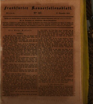 Frankfurter Konversationsblatt (Frankfurter Ober-Post-Amts-Zeitung) Mittwoch 27. September 1843