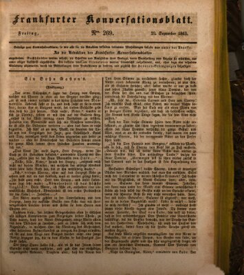 Frankfurter Konversationsblatt (Frankfurter Ober-Post-Amts-Zeitung) Freitag 29. September 1843