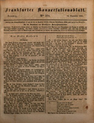 Frankfurter Konversationsblatt (Frankfurter Ober-Post-Amts-Zeitung) Samstag 30. September 1843